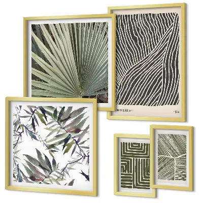 Minimalist plant patterns wall art set of 5 pieces