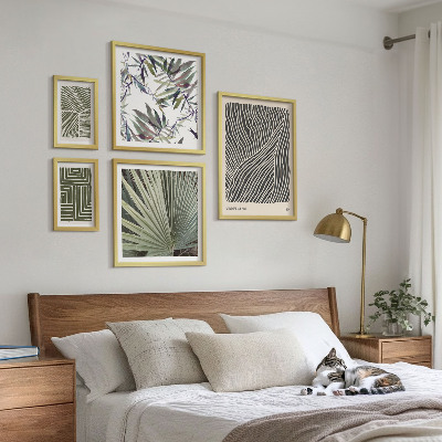 Set of 5 wall art pieces Minimalist plant patterns