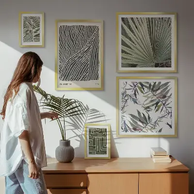 Minimalist plant patterns wall art set of 5 pieces