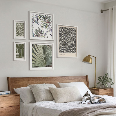 Set of 5 wall art pieces Minimalist plant patterns