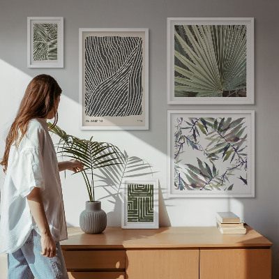 Set of 5 wall art pieces Minimalist plant patterns