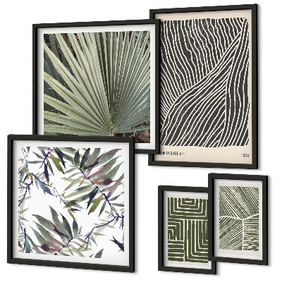 Set of 5 wall art pieces Minimalist plant patterns