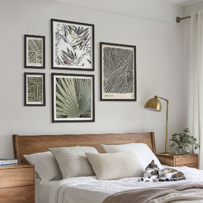 Set of 5 wall art pieces Minimalist plant patterns