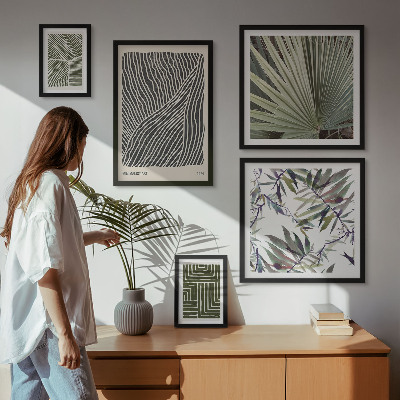 Set of 5 wall art pieces Minimalist plant patterns