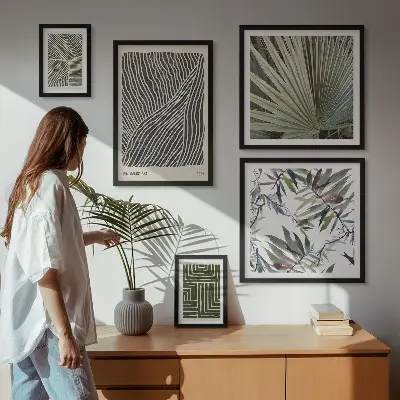 Minimalist plant patterns wall art set of 5 pieces