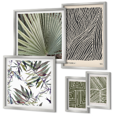 Set of 5 wall art pieces Minimalist plant patterns