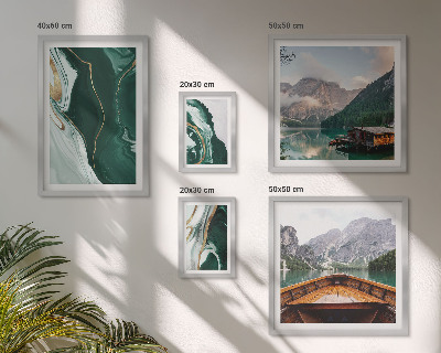 Set of 5 wall art pieces Green landscapes, water, mountains