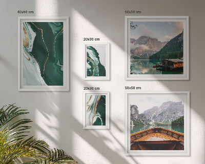 Set of 5 wall art pieces Green landscapes, water, mountains