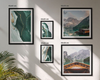 Set of 5 wall art pieces Green landscapes, water, mountains