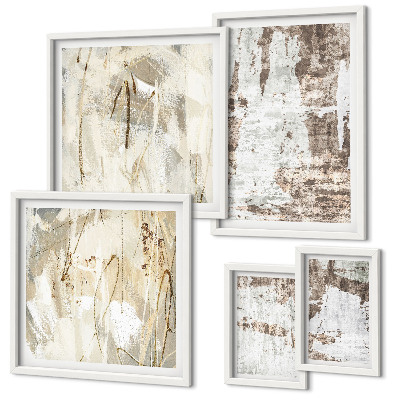 Set of 5 wall art pieces Abstract neutral compositions