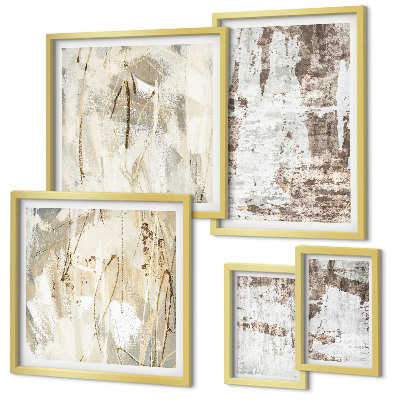 Set of 5 wall art pieces Abstract neutral compositions