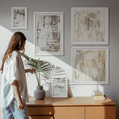 Set of 5 wall art pieces Abstract neutral compositions