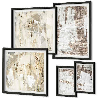 Set of 5 wall art pieces Abstract neutral compositions