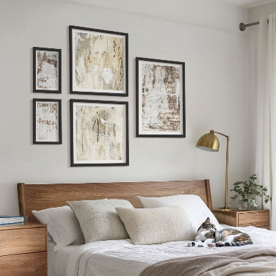 Set of 5 wall art pieces Abstract neutral compositions