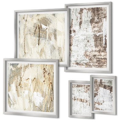 Set of 5 wall art pieces Abstract neutral compositions