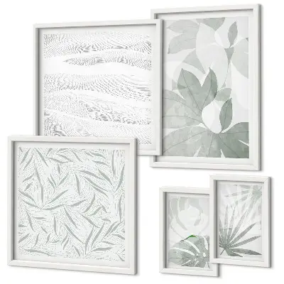 Gallery wall set with plant and greenery motifs