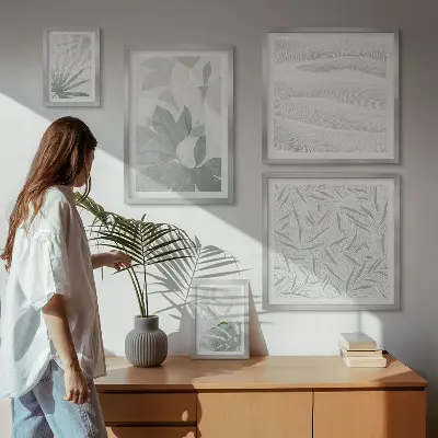 Gallery wall set with plant and greenery motifs