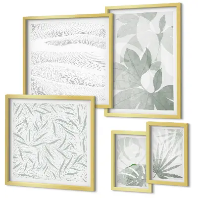 Gallery wall set with plant and greenery motifs
