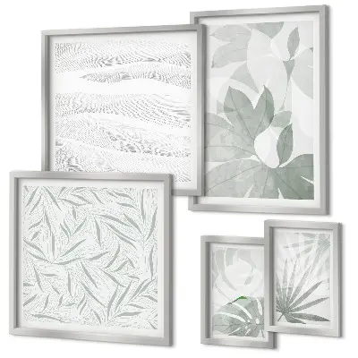 Gallery wall set with plant and greenery motifs