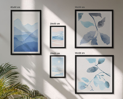 Set of 5 wall art pieces Nature blue minimalist