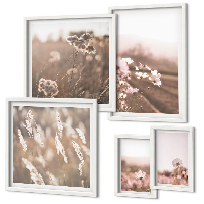 Framed photo set Floral motifs of delicate nature