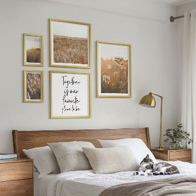 Set of 5 wall art pieces Natural landscapes flowers sayings