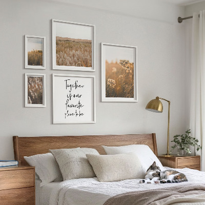 Set of 5 wall art pieces Natural landscapes flowers sayings