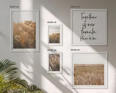 Set of 5 wall art pieces featuring natural floral landscapes and inspirational sayings
