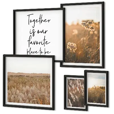 Set of 5 wall art pieces featuring natural floral landscapes and inspirational sayings