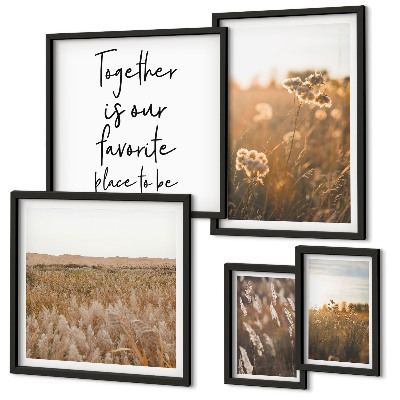 Set of 5 wall art pieces Natural landscapes flowers sayings