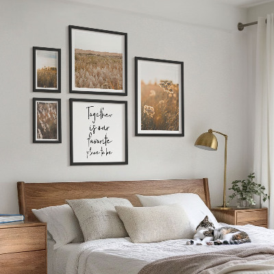 Set of 5 wall art pieces Natural landscapes flowers sayings