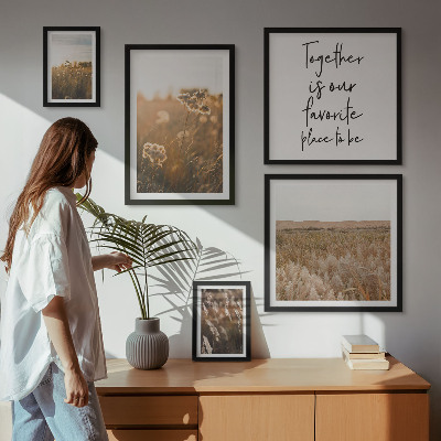 Set of 5 wall art pieces Natural landscapes flowers sayings
