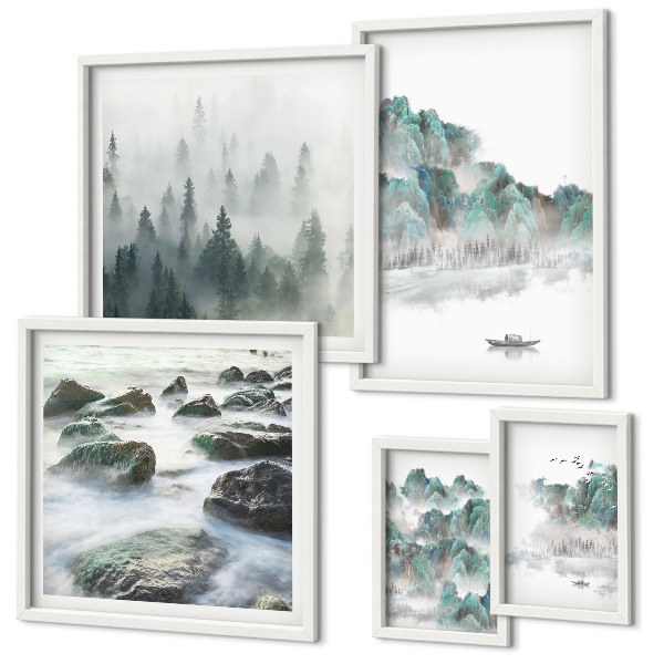 Framed photo set Peaceful landscapes with water