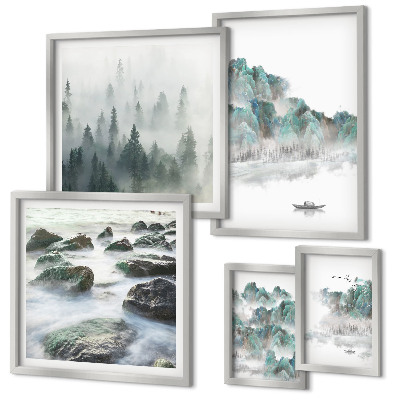 Framed photo set Peaceful landscapes with water