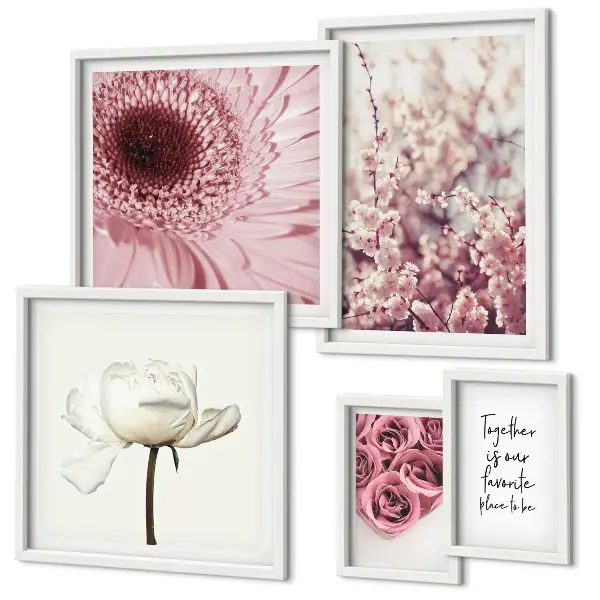 Floral romantic wall art set of 5 pieces