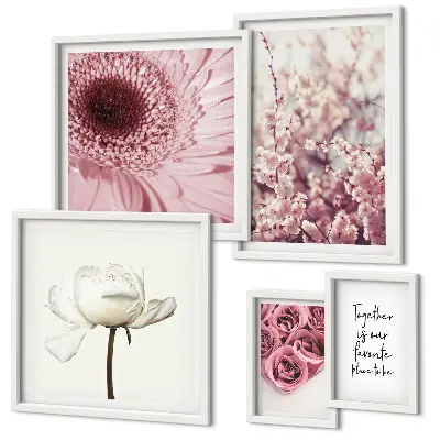Floral romantic wall art set of 5 pieces
