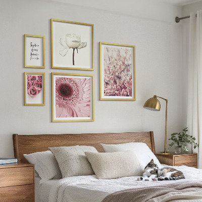 Set of 5 wall art pieces Floral romantic accents