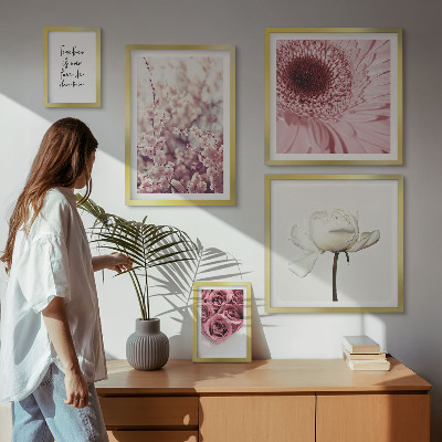 Set of 5 wall art pieces Floral romantic accents