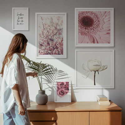 Set of 5 wall art pieces Floral romantic accents