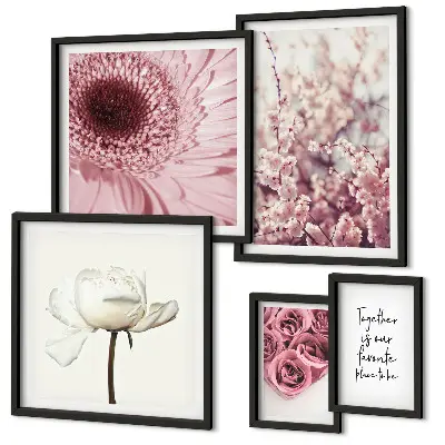 Floral romantic wall art set of 5 pieces