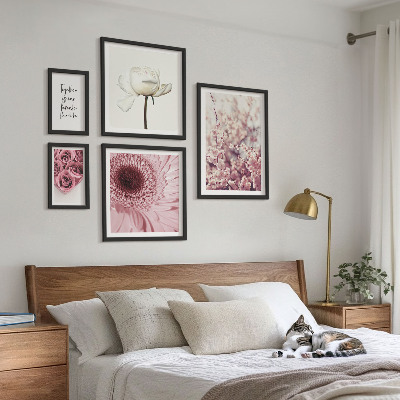 Set of 5 wall art pieces Floral romantic accents