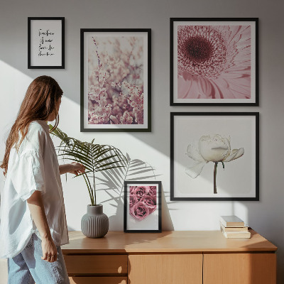 Set of 5 wall art pieces Floral romantic accents
