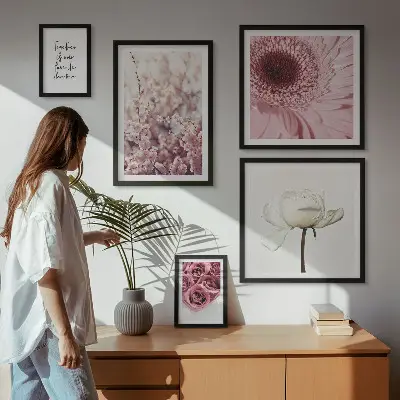 Floral romantic wall art set of 5 pieces