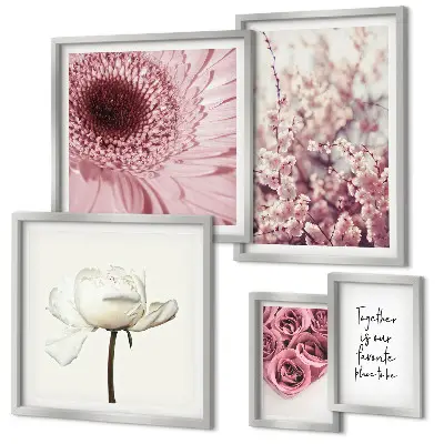 Floral romantic wall art set of 5 pieces