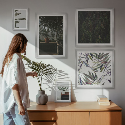 Framed photo set Green oasis plant motifs