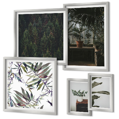 Framed photo set Green oasis plant motifs