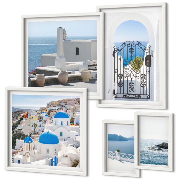 Set of 5 wall art pieces Mediterranean Greece views