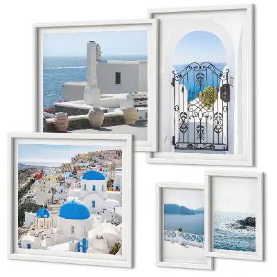 Mediterranean Greece views wall art set of 5 pieces