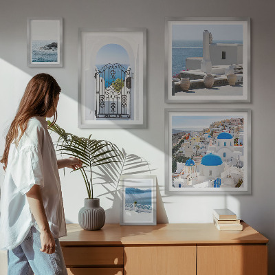 Set of 5 wall art pieces Mediterranean Greece views