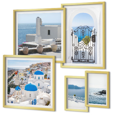Set of 5 wall art pieces Mediterranean Greece views